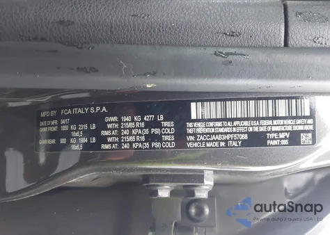 2017 Jeep Renegade Sport Fwd z USA, uszkodzony, nr VIN ZACCJAAB3HPF57068